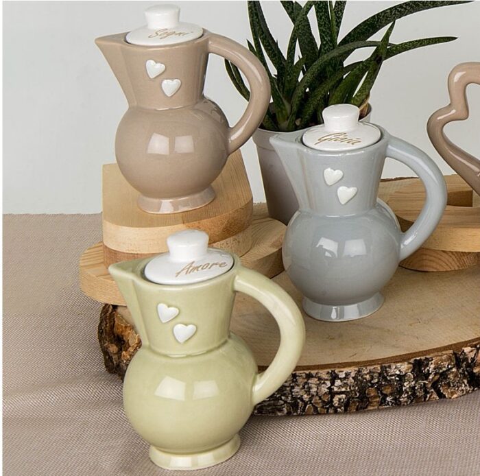 Bomboniera in ceramica: Zuccheriera Moka doppio cuore
