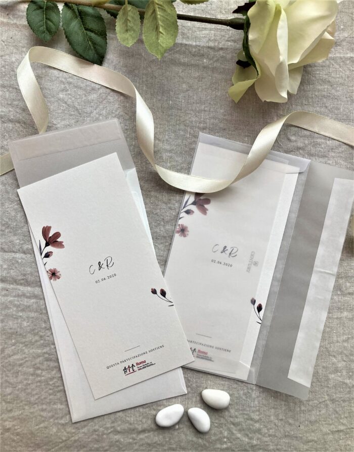 Partecipazione Verticale "Fiore rosa" - immagine 3