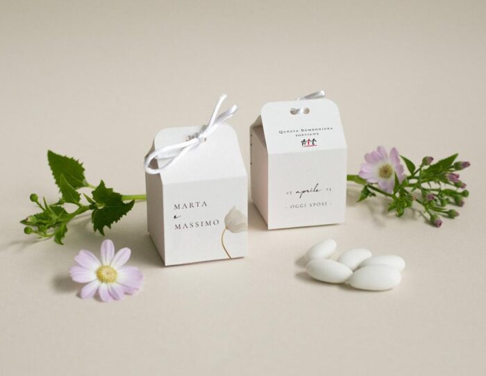 Bomboniera Scatolina "Fiore bianco" - immagine 2