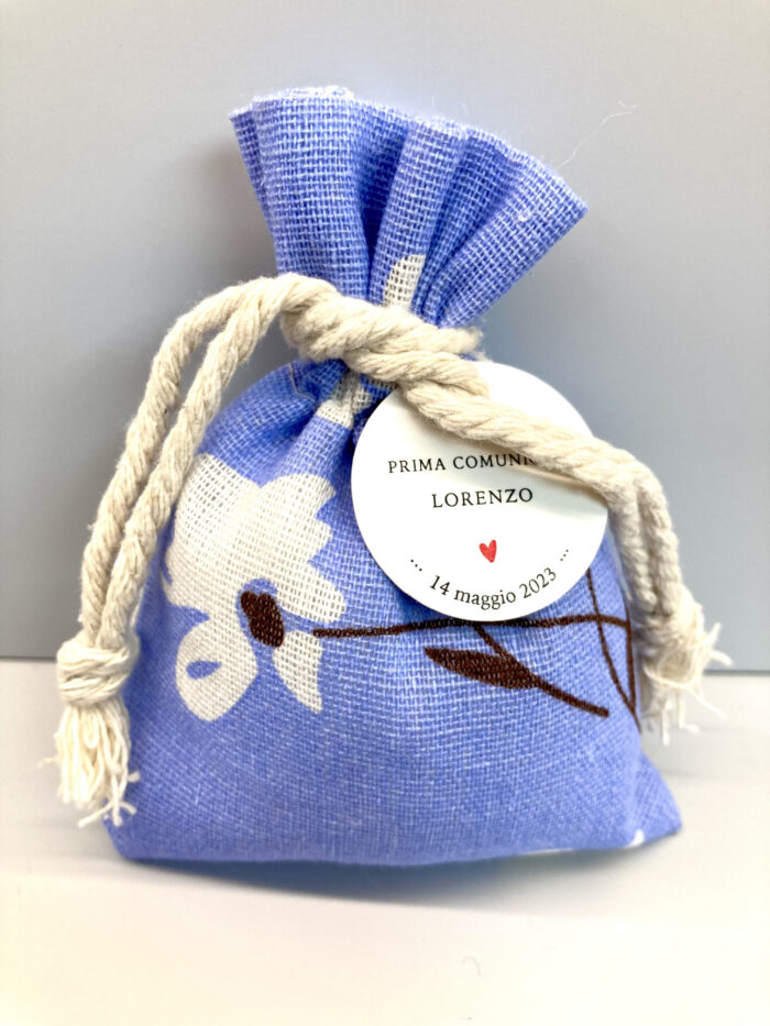 Sacchetto azzurro con fiori: 12x15 cm - immagine 2