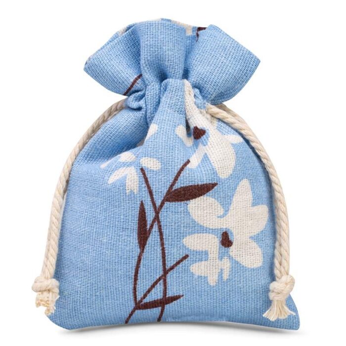Sacchetto azzurro con fiori: 12x15 cm - immagine 4