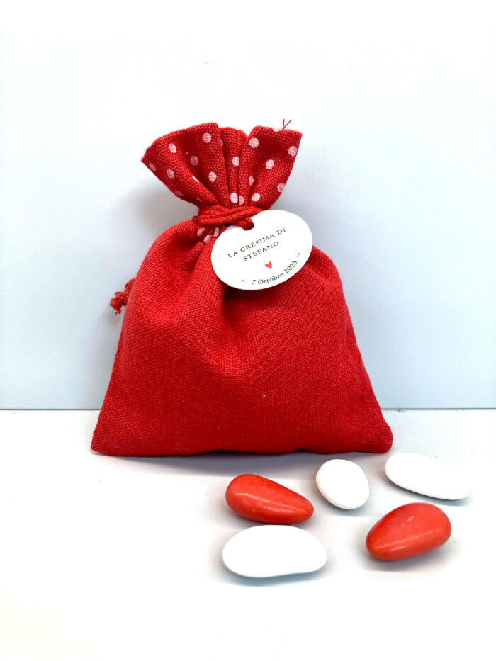Sacchetto rosso a pois: 14x11 cm