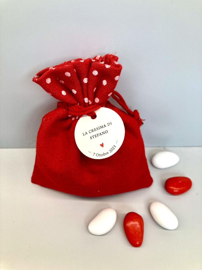 Sacchetto rosso a pois: 14x11 cm - immagine 4