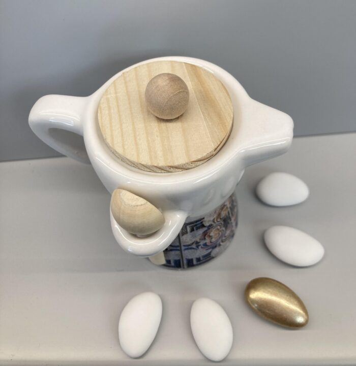 Bomboniera in ceramica con tappo in legno: Zuccheriera Moka maiolica - immagine 9