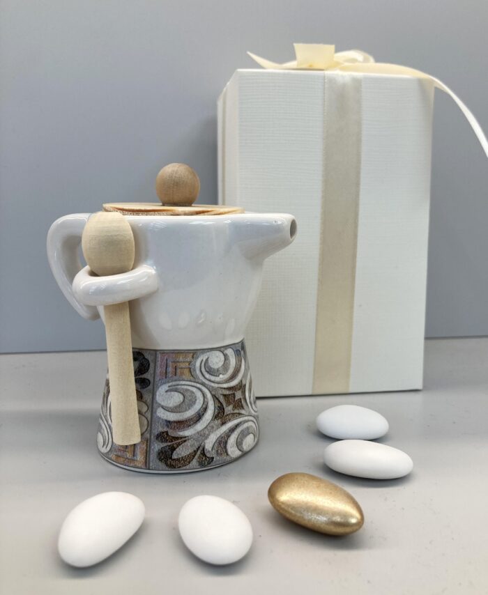 Bomboniera in ceramica con tappo in legno: Zuccheriera Moka maiolica - immagine 11
