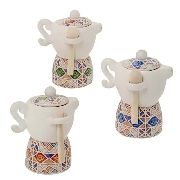 Bomboniera con tappo in ceramica: Zuccheriera Moka maiolica